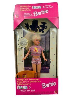 Barbie Flashlight Fun Stacie Doll Winnie The Pooh Back Pack Box 1997 19669 Matte